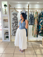 Load image into Gallery viewer, Gia Denim White Halter Midi Dress
