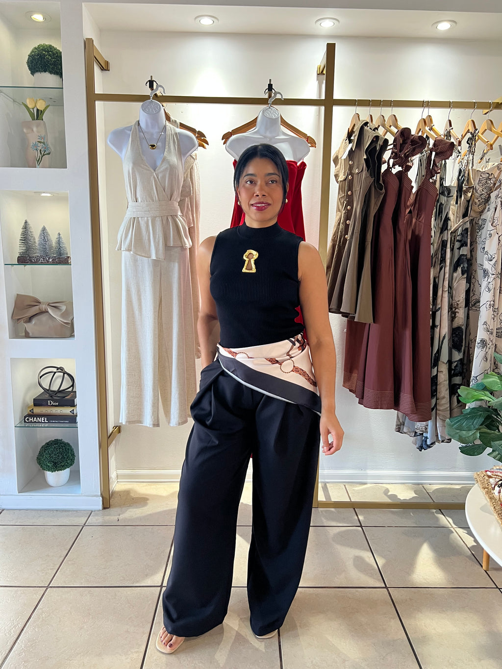SCARF WAIST DRESSY PANTS
