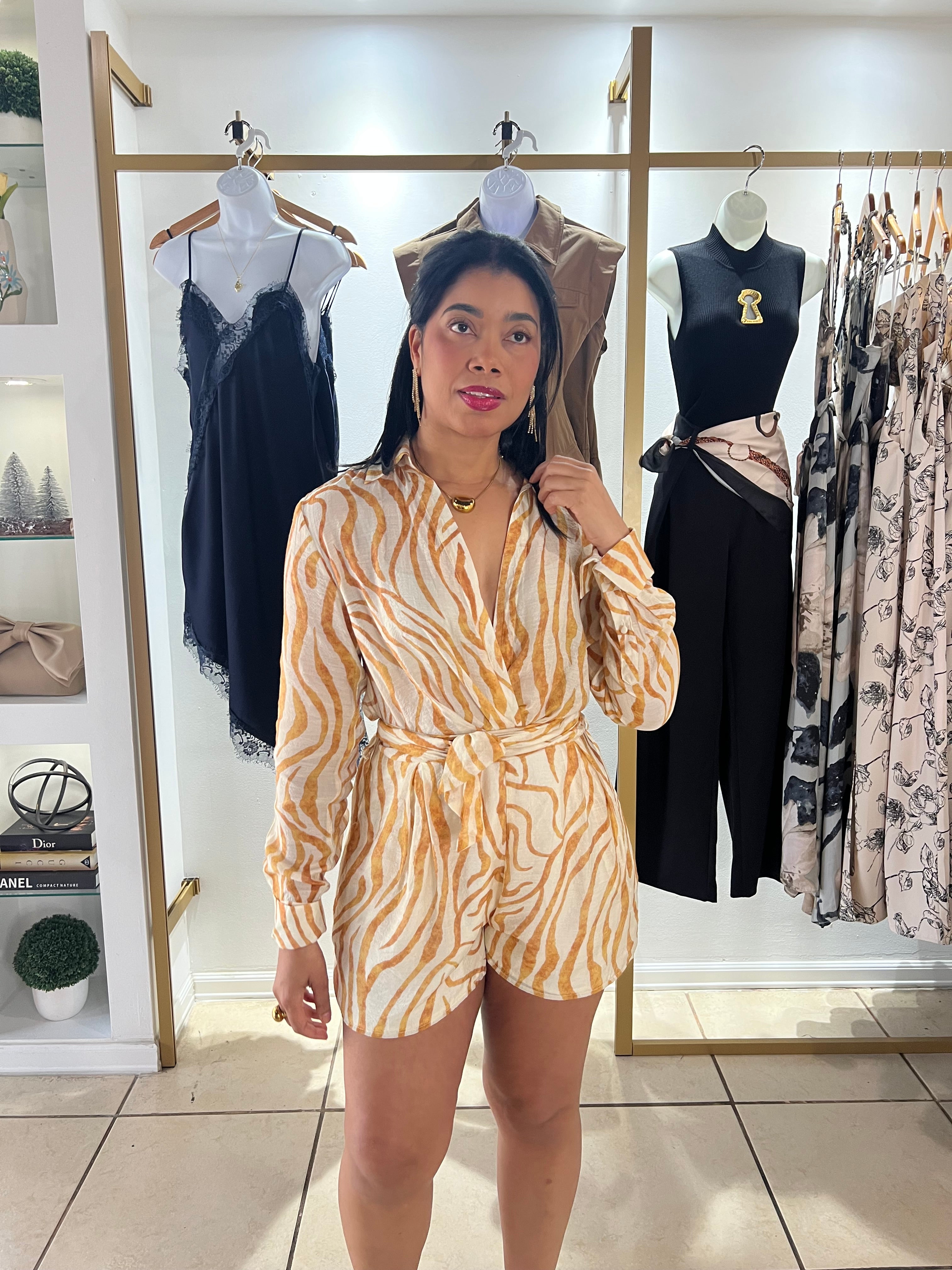 Citrus Zebra Print Romper
