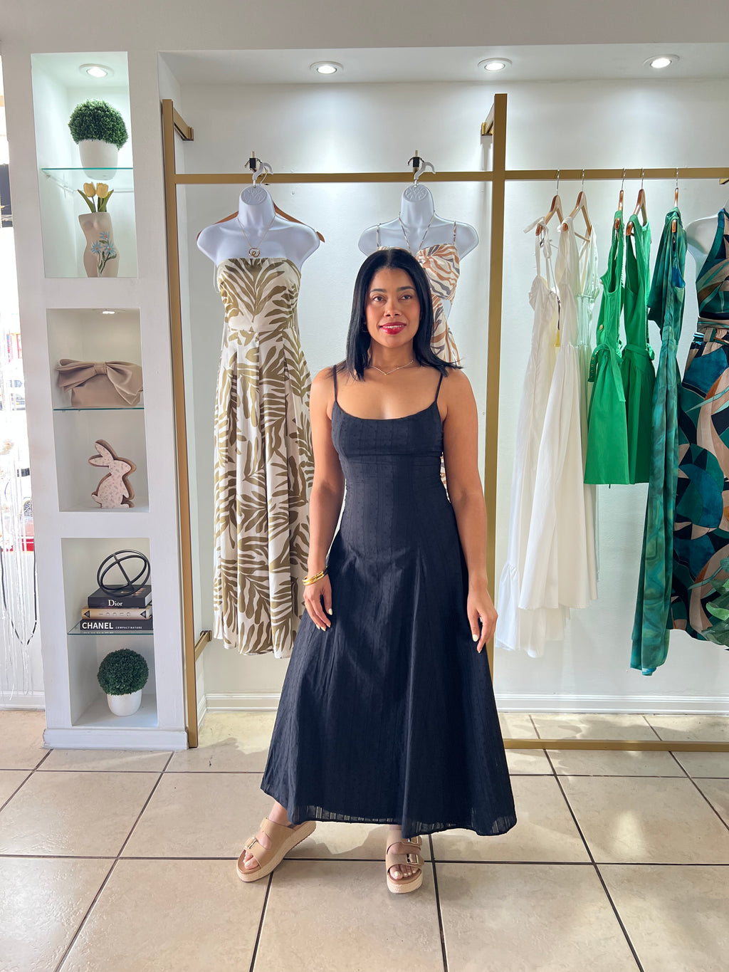 Black Texture Midi Dress