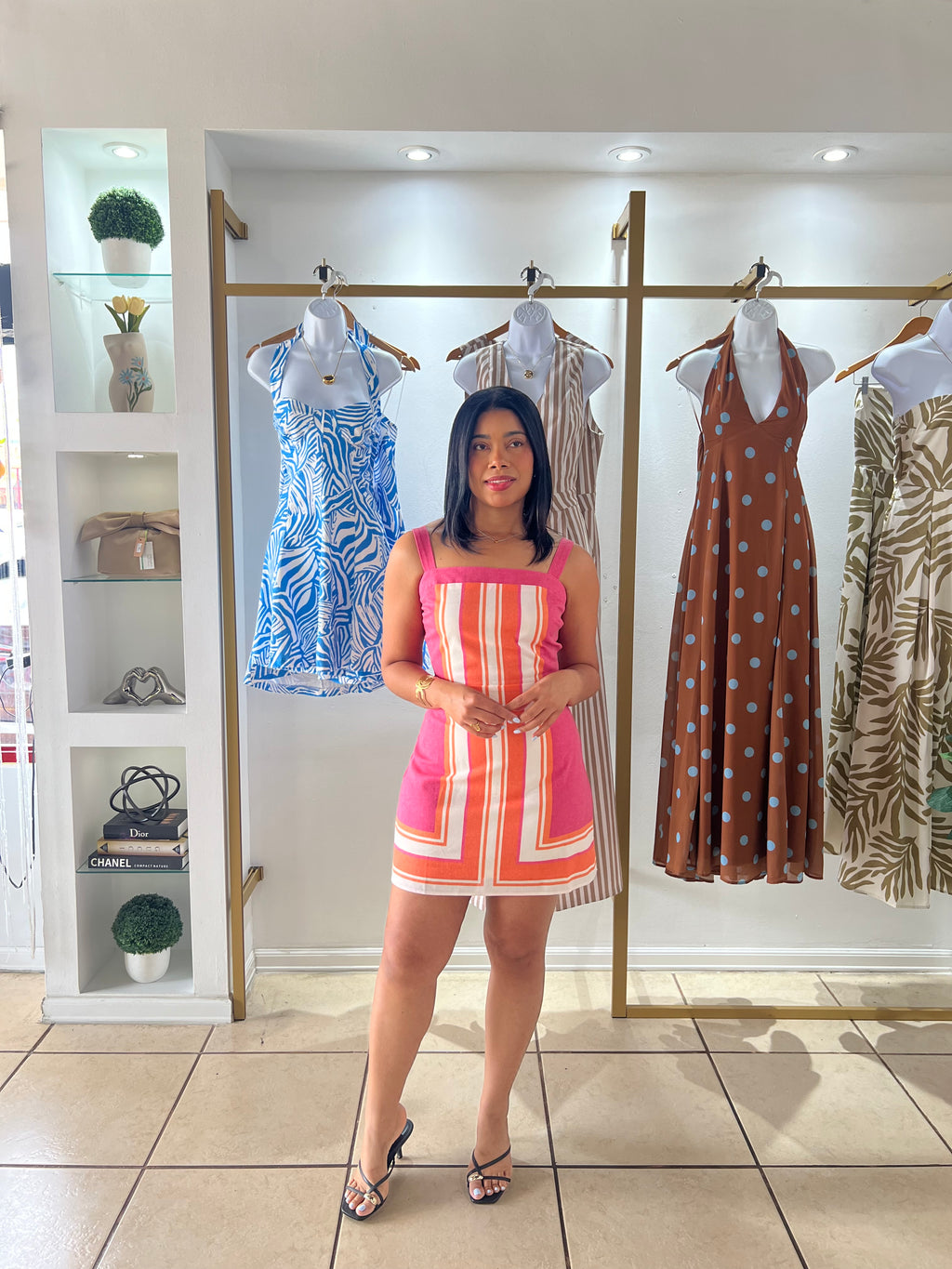 Pink Retro Print Mini Dress