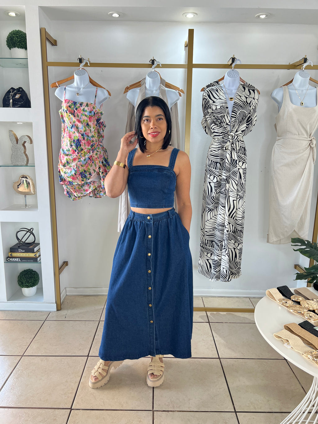 My Vibe Denim Skirt Set