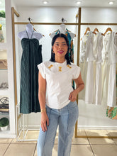 Load image into Gallery viewer, Ada White Keyhole Detail T-shirt
