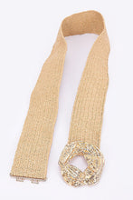 Load image into Gallery viewer, Raffia Metal Buckle Elastic Belt
