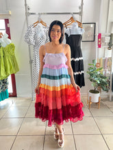 Load image into Gallery viewer, Rainbow multi layers midi dress
