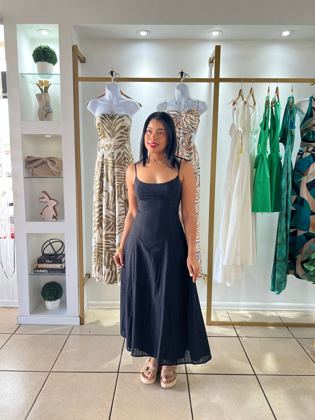 Black Texture Midi Dress