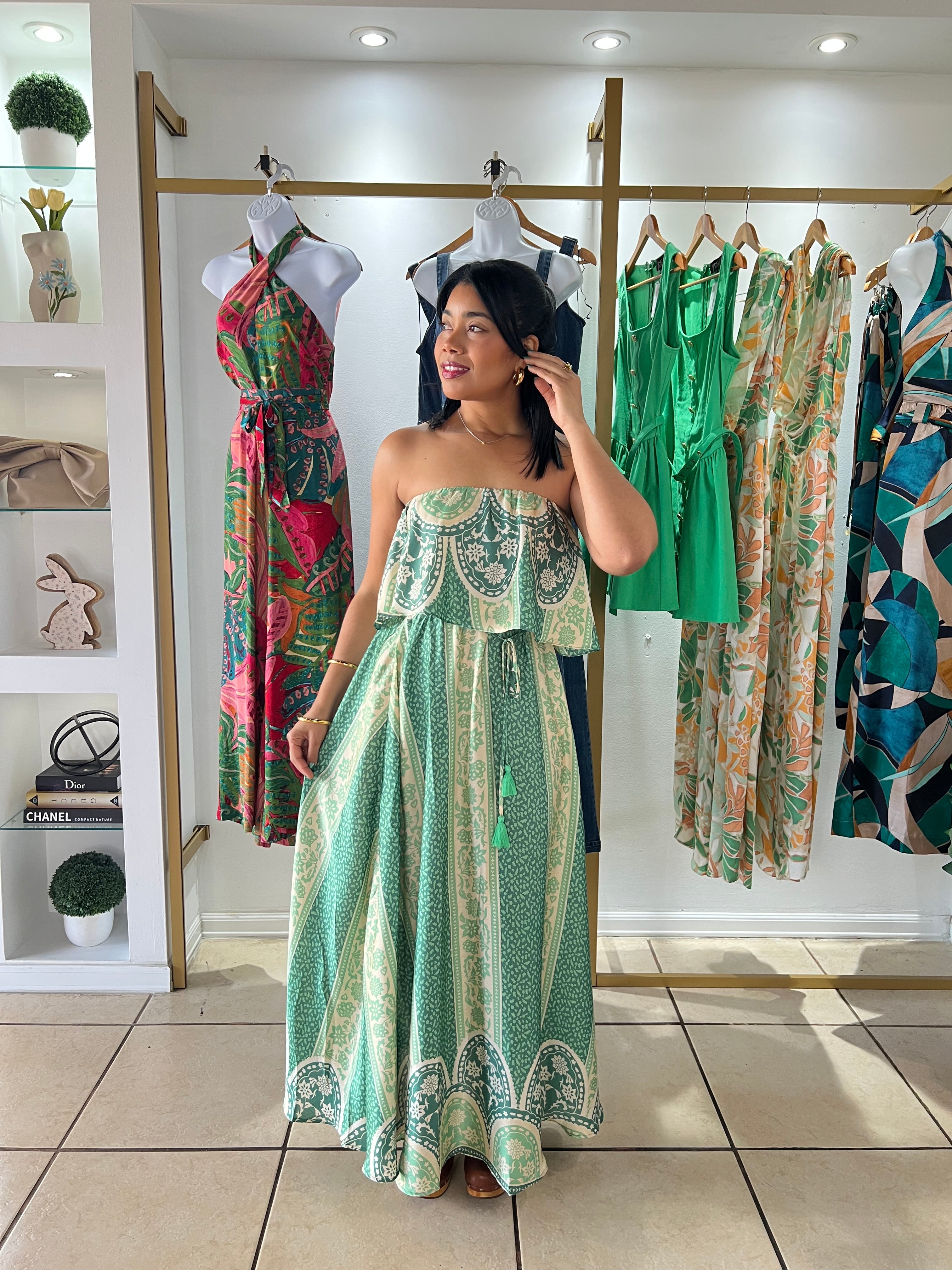 Gaby Ruffle Tube Maxi Dress