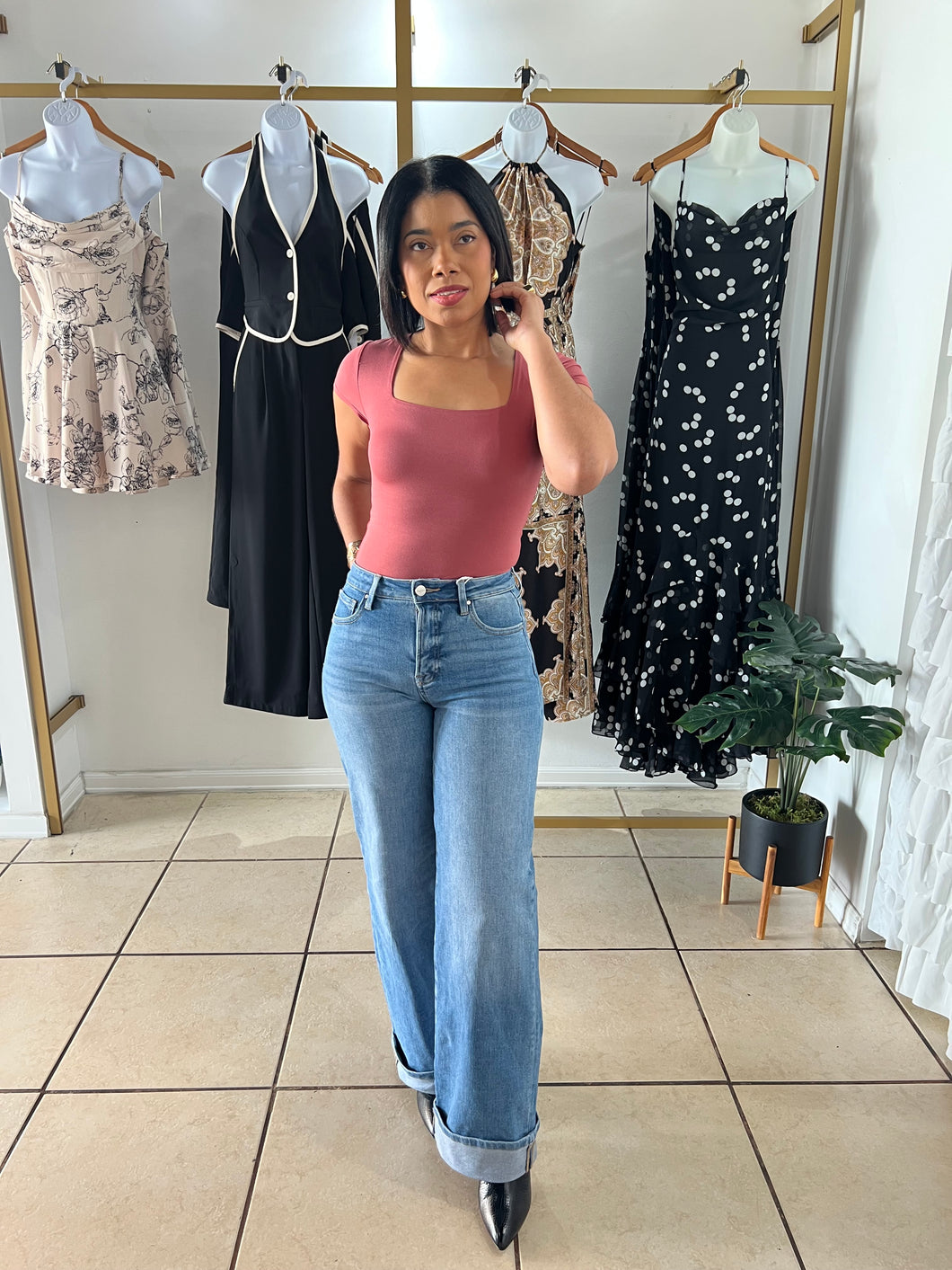 Sienna square neck knit top