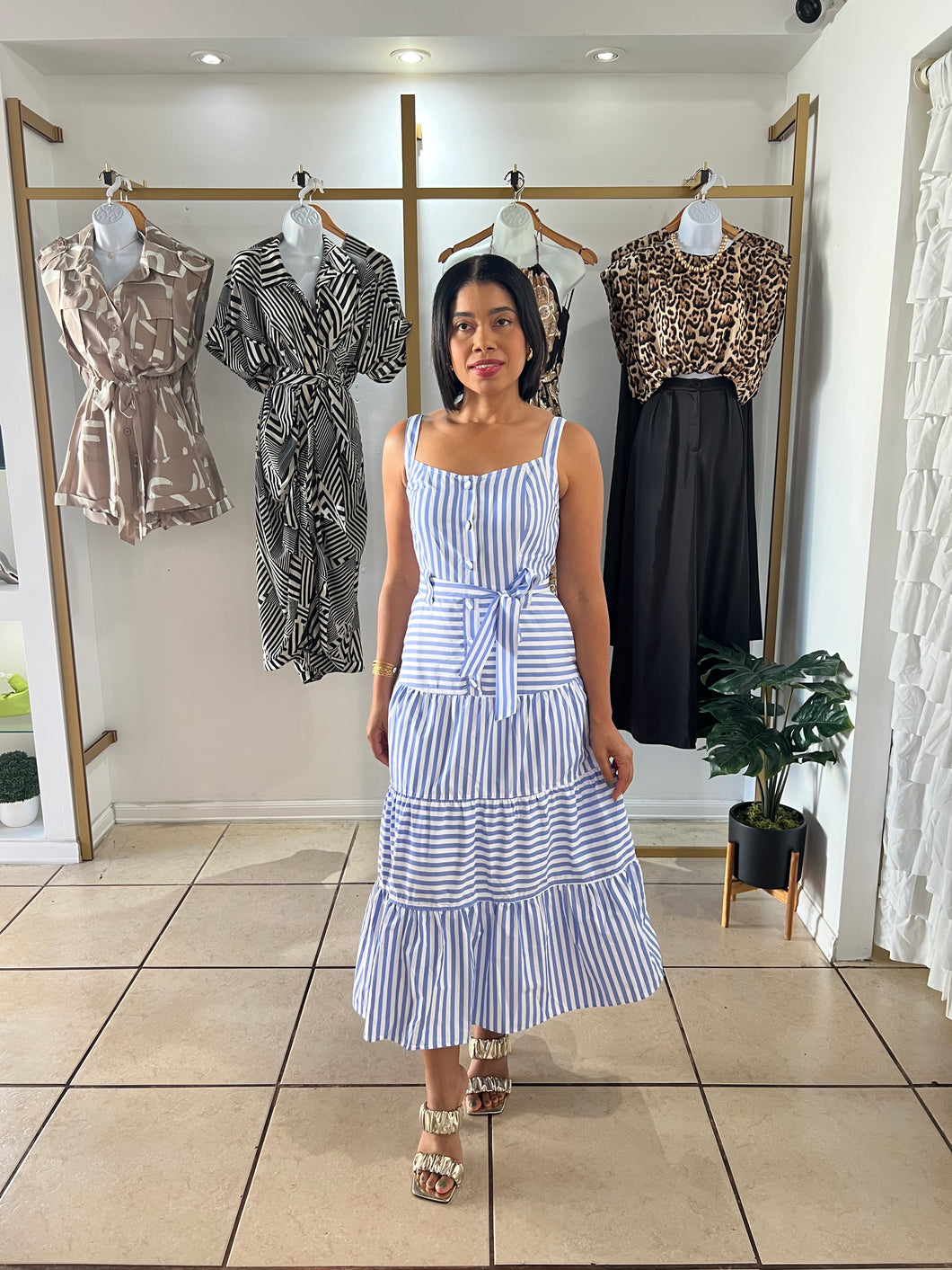 Aurora stripes midi dress