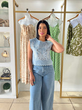 Load image into Gallery viewer, Light Denim Embroidery Top
