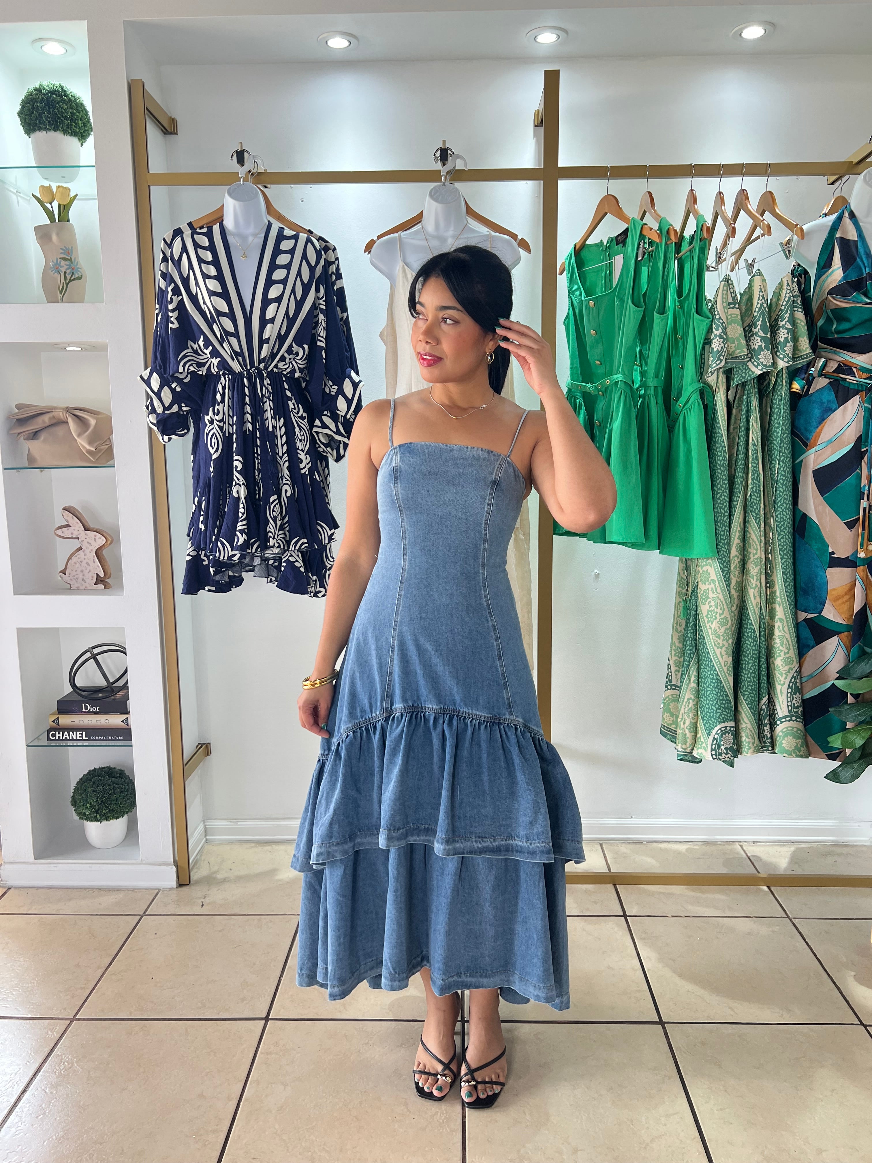 Anais Double Layer Hi-Lo Maxi Dress