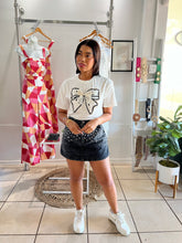 Load image into Gallery viewer, White Big Bow Rhinestone Detail T-Shirt
