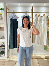 Load image into Gallery viewer, Ada White Keyhole Detail T-shirt
