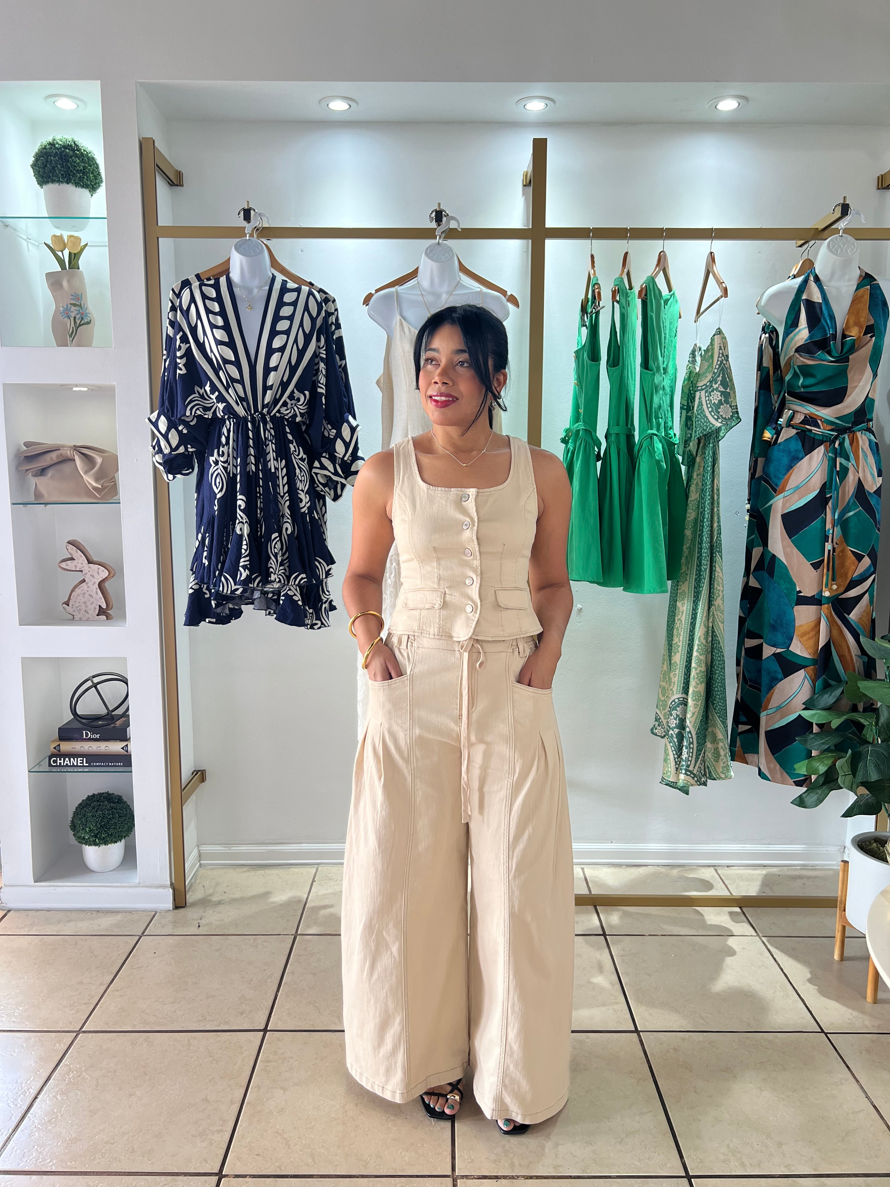 Sahara Light Beige Wide Leg Pant