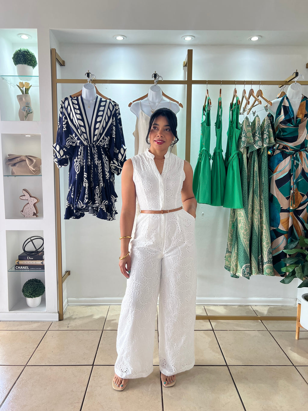 Lara White Eyelet Jumpsuit