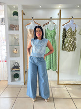 Load image into Gallery viewer, Light Denim Embroidery Top
