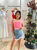 Pink ric rac crop top