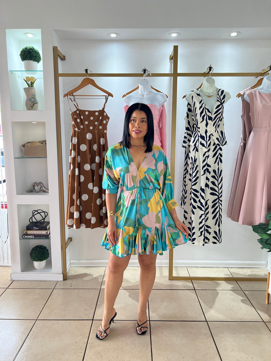 Aqua Green Tie Waist Mini Dress