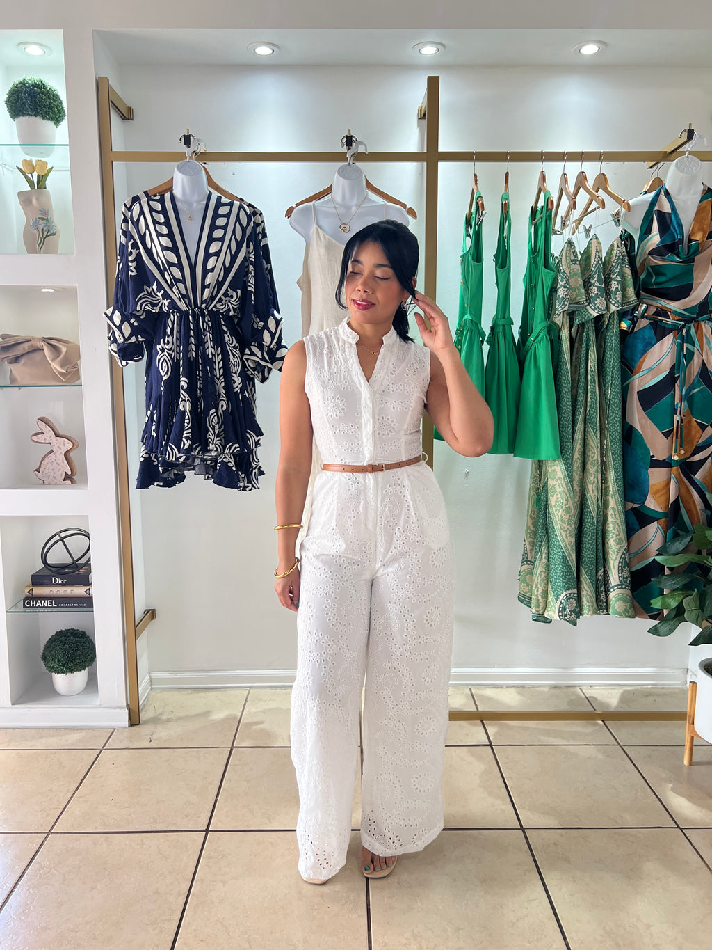 Lara White Eyelet Jumpsuit