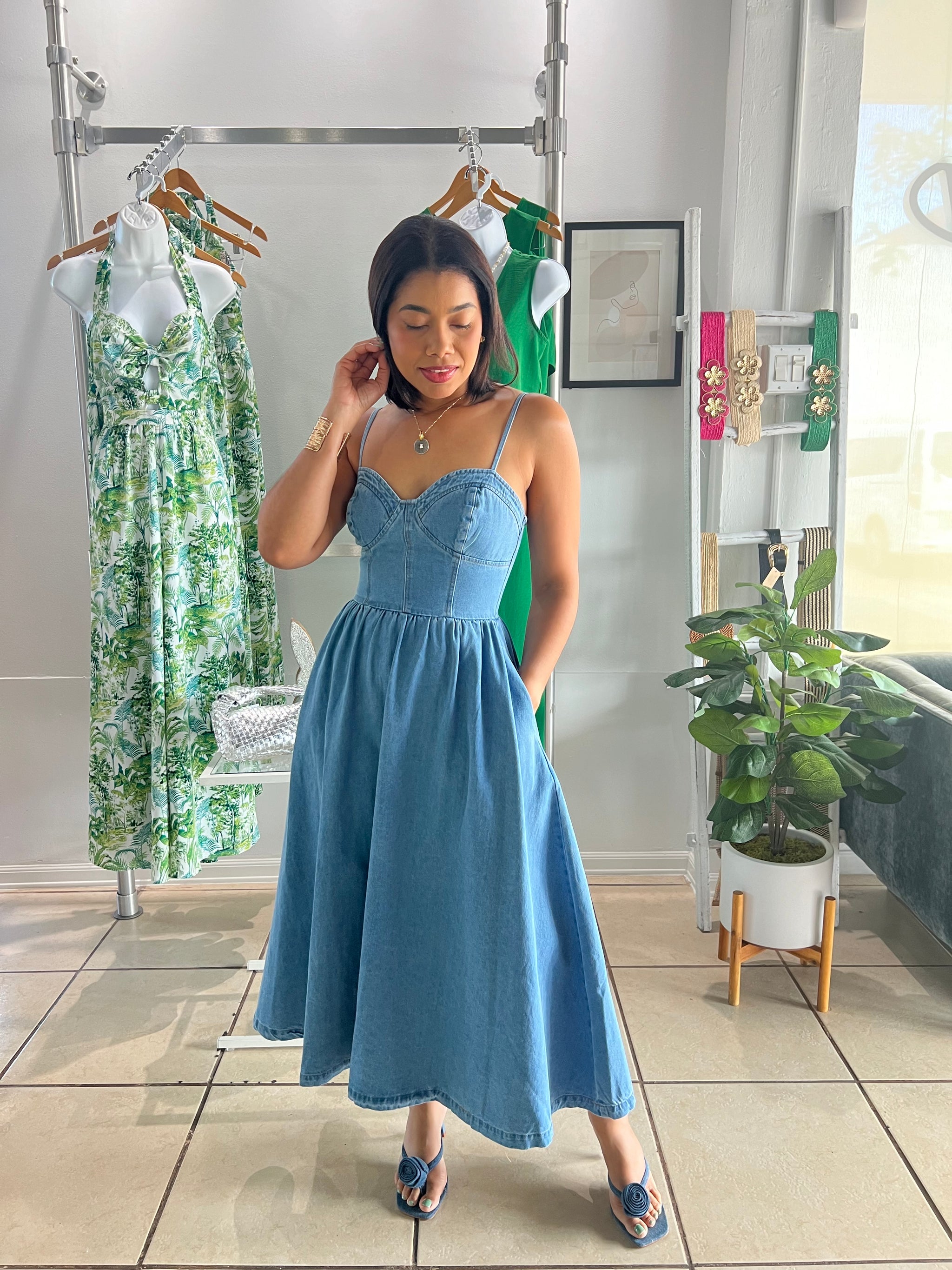 Denim bustier top midi dress Just Fabulous Boutique Denim bustier top midi dress Just Fabulous Boutique
