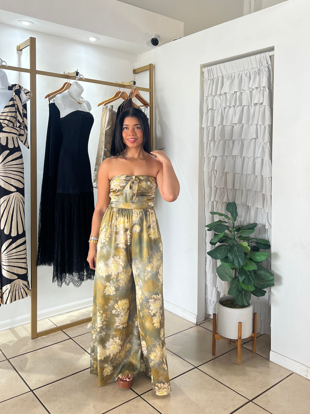 Mustard Multi Tube Tie Jumpsuit