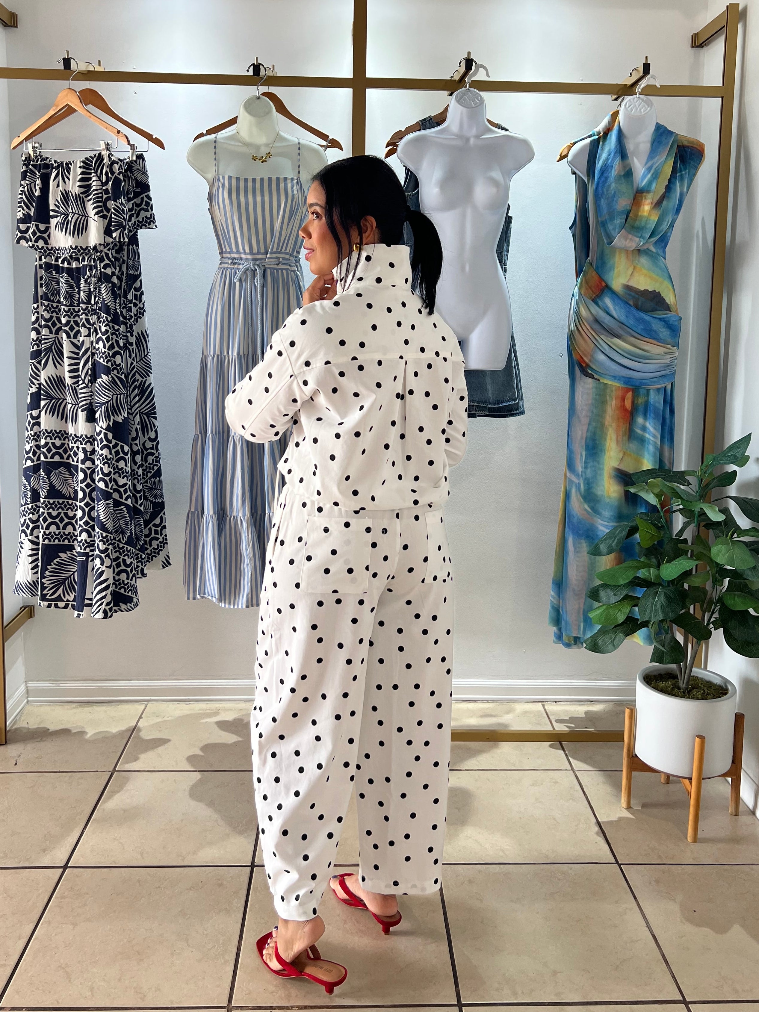 White Polka Dots Shirt & Barrel Pant