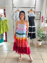 Load image into Gallery viewer, Rainbow multi layers midi dress
