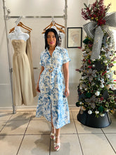 Load image into Gallery viewer, Porcelain blue shirt dress
