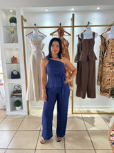 Load image into Gallery viewer, Navy Knotted One Shoulder Pant Set
