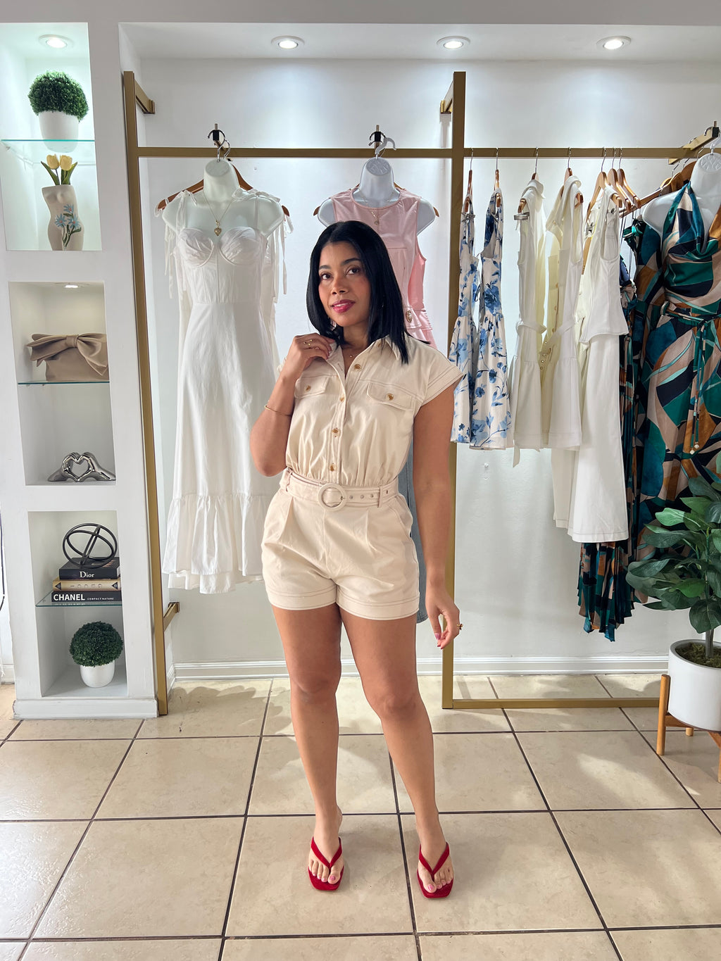 Cleo Taupe Utility Romper