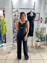 Load image into Gallery viewer, Black front cut out jumpsuit
