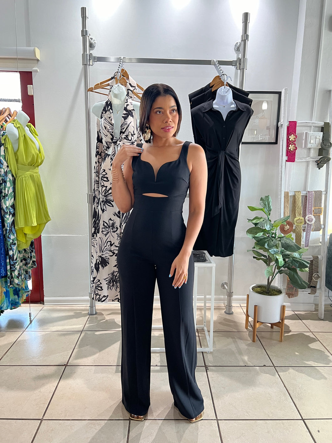 Black front cut out jumpsuit