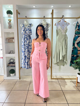 Load image into Gallery viewer, Pink Peplum Top and Wide Leg Pant Set
