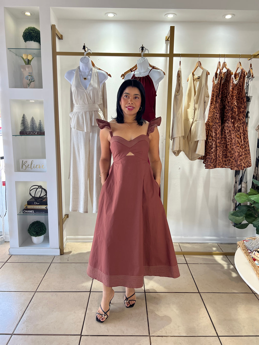 Cognac Midi Dress