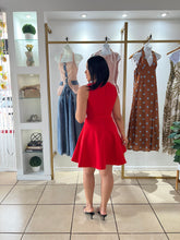 Load image into Gallery viewer, Red Self Belt Mini Dress
