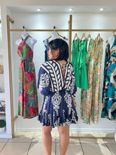 Load image into Gallery viewer, Tiara Navy Off White Mini Dress
