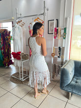 Load image into Gallery viewer, White Circle Fringe Crochet Dress
