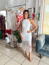 Load image into Gallery viewer, White Circle Fringe Crochet Dress
