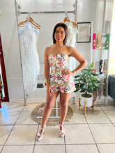 Load image into Gallery viewer, White tropical flowers tube romper
