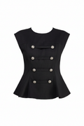 Black Napoleon Peplum Top - Ghost Mannequin