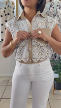 Load and play video in Gallery viewer, Ilia taupe lace top
